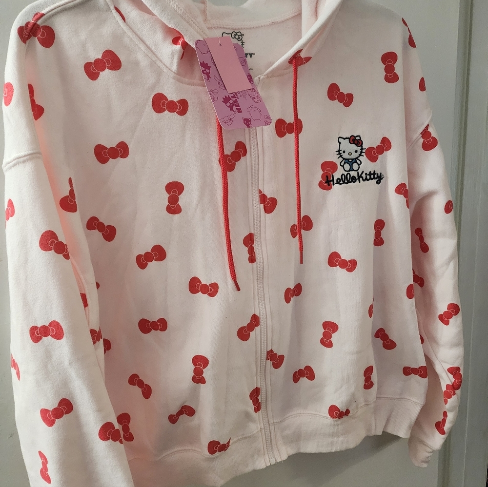 NWT HELLO KITTY HOODED SWEATSHIRT SIZE XXLARGE FULL FRONT ZIPPER